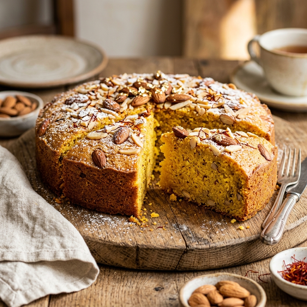 Saffron Almond Cake